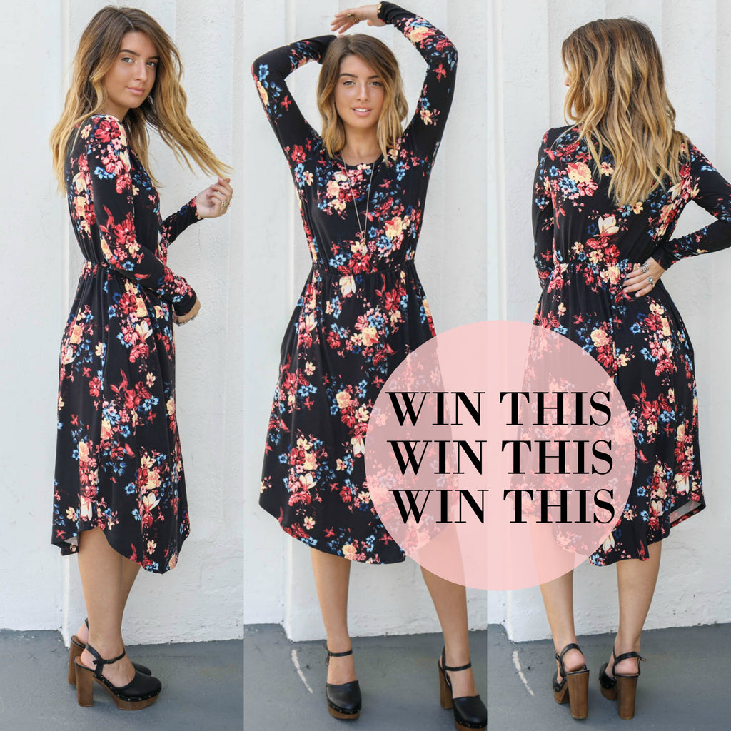 WIN THIS Cute Floral Long Sleeve Dress