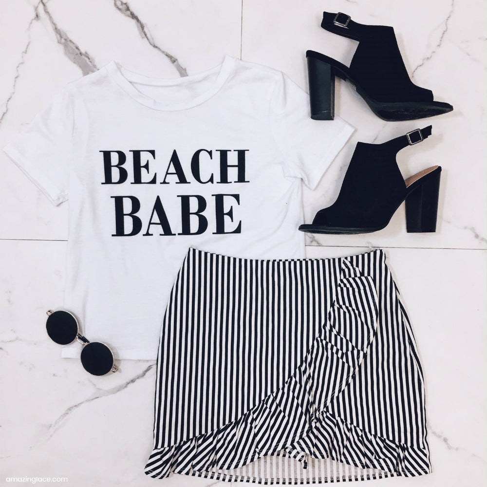 BEACH BABE TOP AND STRIPED SKORT OUTFIT