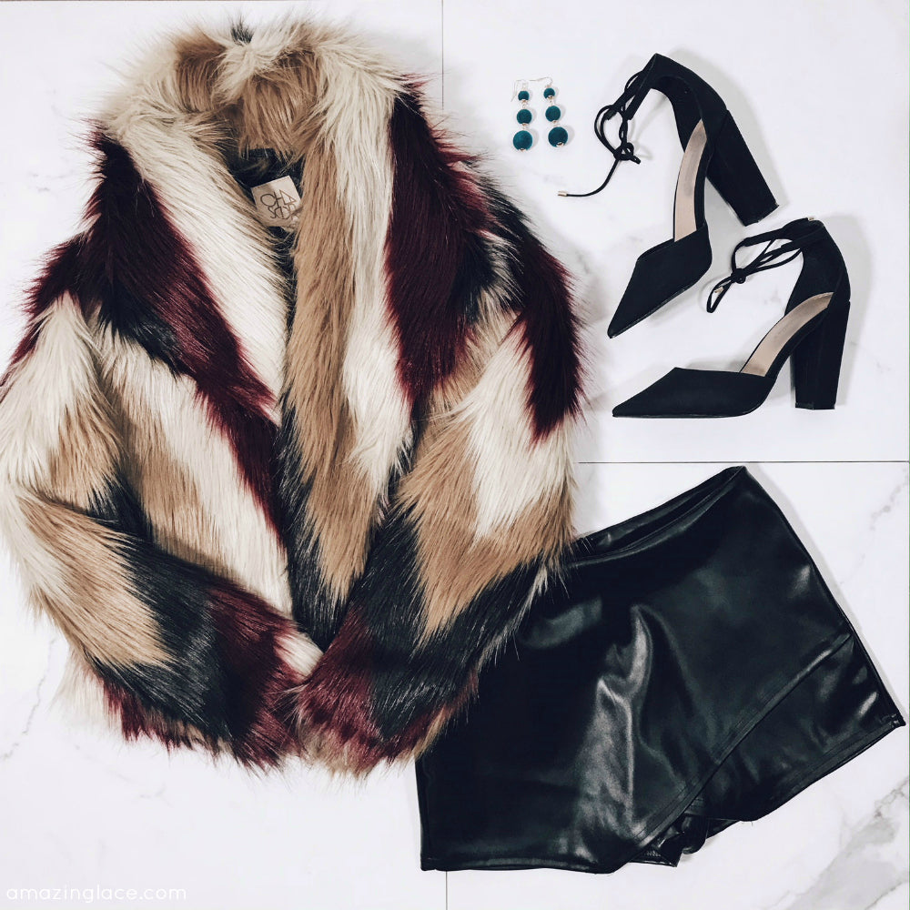 CHASER FUR COAT HOLIDAY OUTFIT