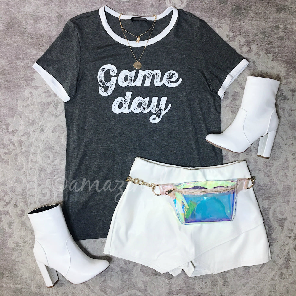 GAME DAY TEE AND WHITE SKORT OUTFIT