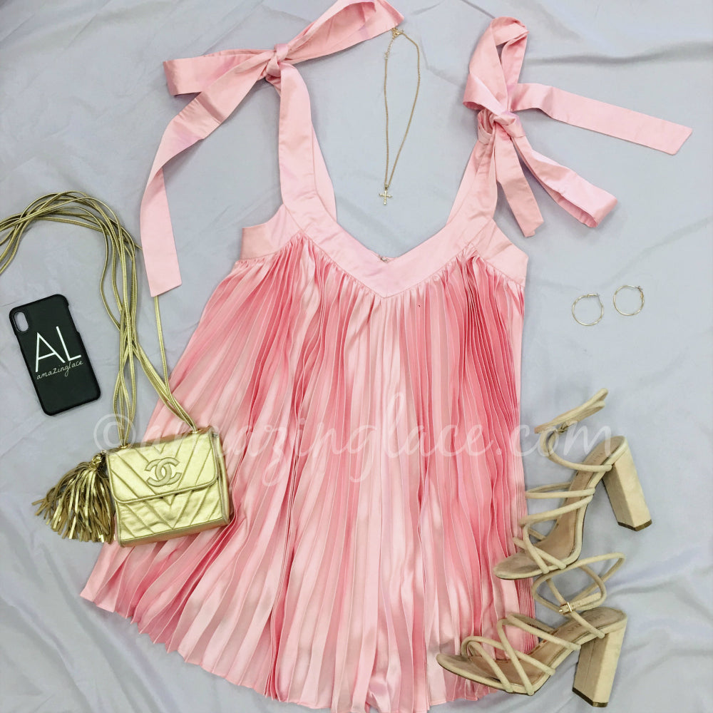 PINK PLEATED ROMPER OUTFIT