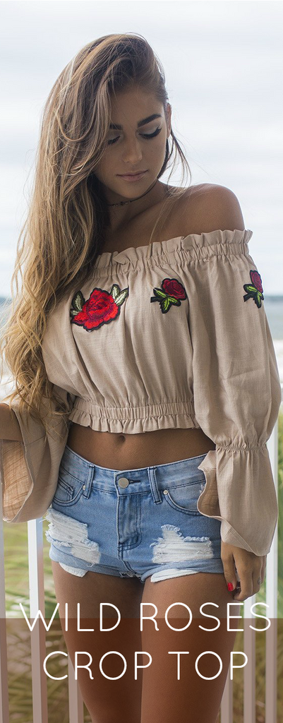 YOU WANT THESE - Off The Shoulder Crop Tops in TAUPE & BLACK