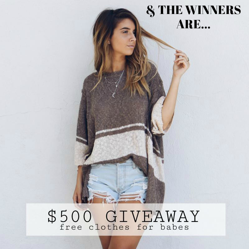 $500 CLOTHING GIVEAWAY CONTEST WINNERS