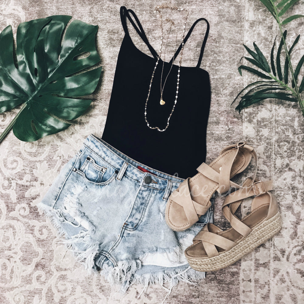 BLACK BODYSUIT AND SHORTS OUTFIT