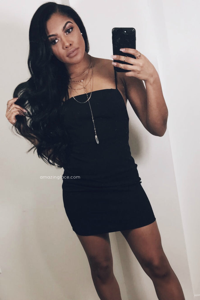 BLACK SATIN MINI DRESS OUTFIT