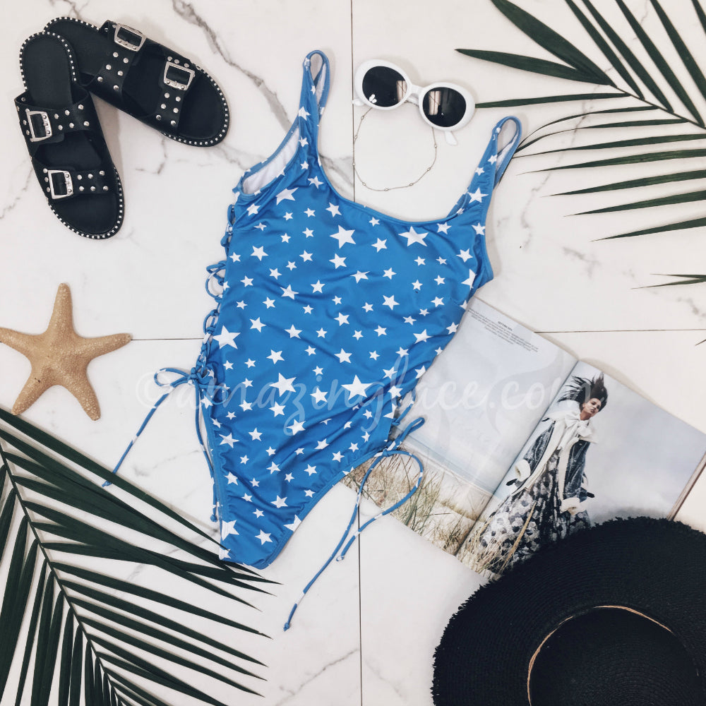 STAR ONE PIECE AND SLIDES OUTFIT