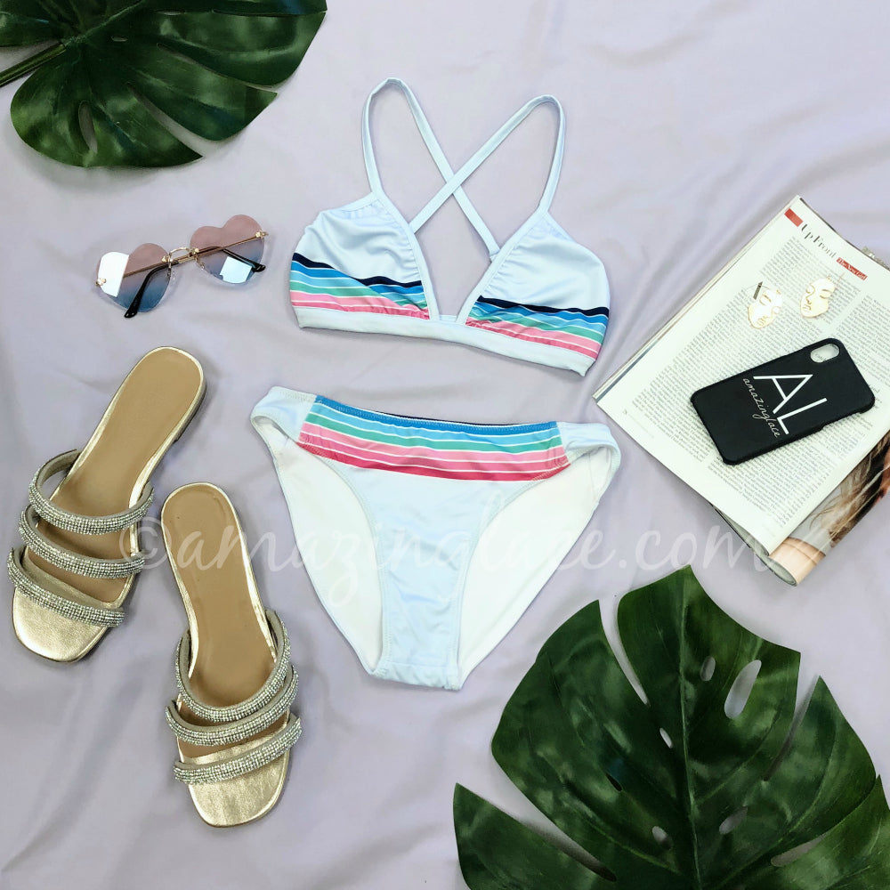 CHASER PASTEL STRIPE SWIM OUTFIT