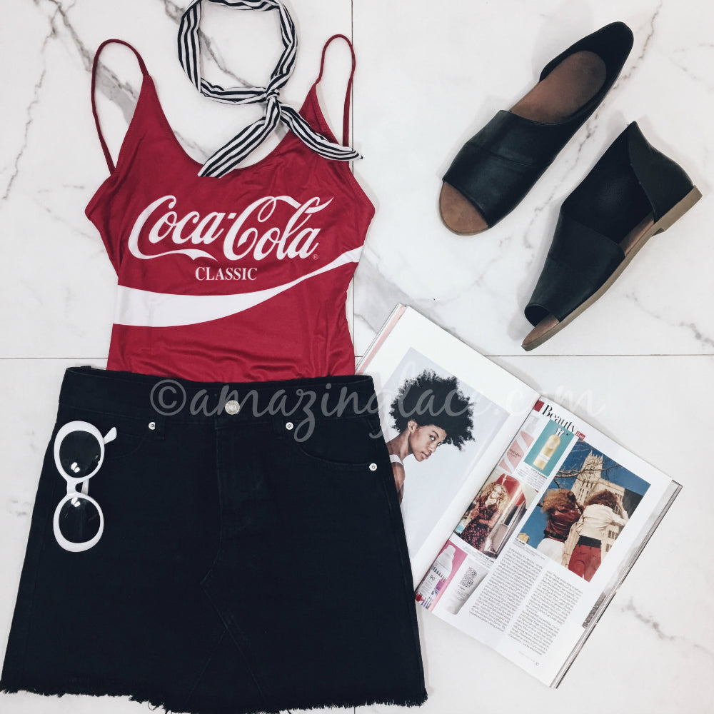 CHASER COCA-COLA ONE PIECE SWIM AND SKIRT OUTFIT