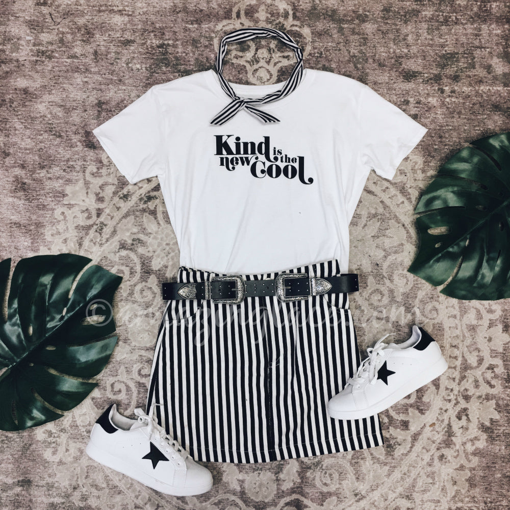 KIND IS THE NEW COOL WHITE TOP AND SKIRT OUTFIT