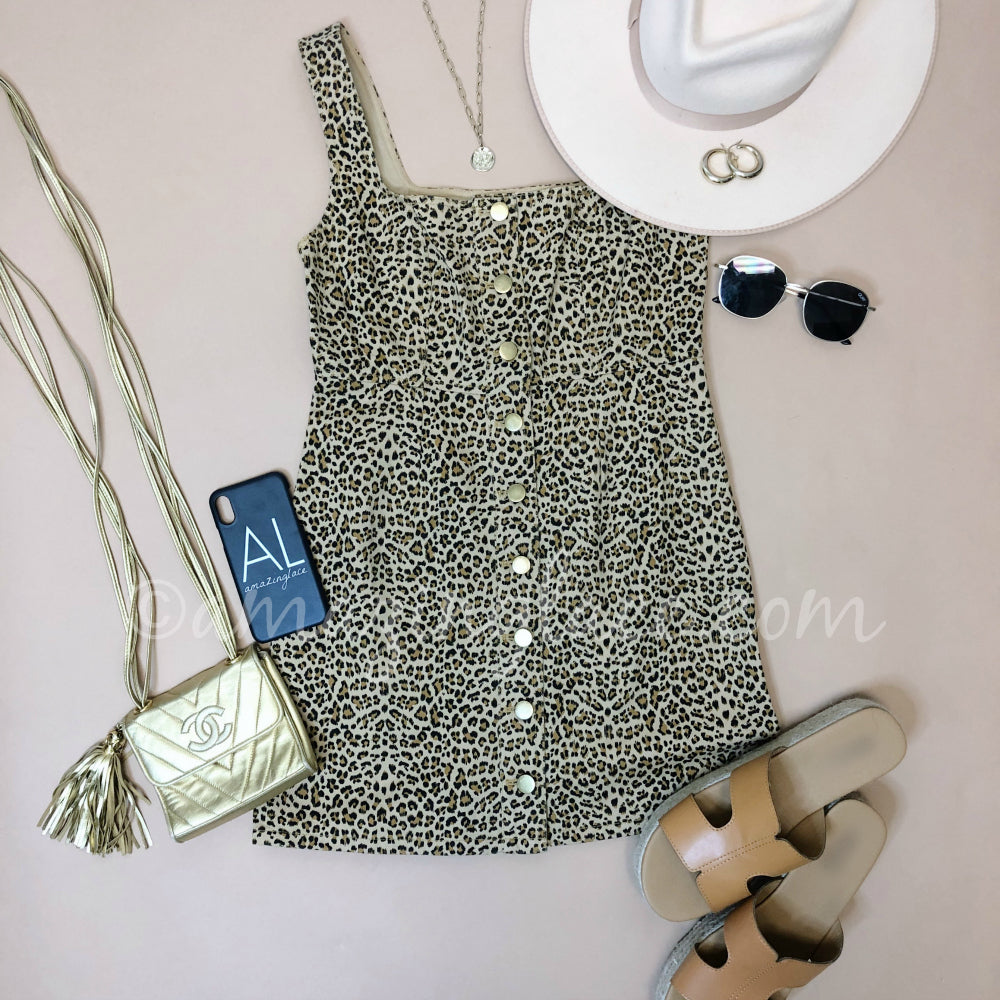 LEOPARD DRESS AND ESPADRILLE SLIDES OUTFIT