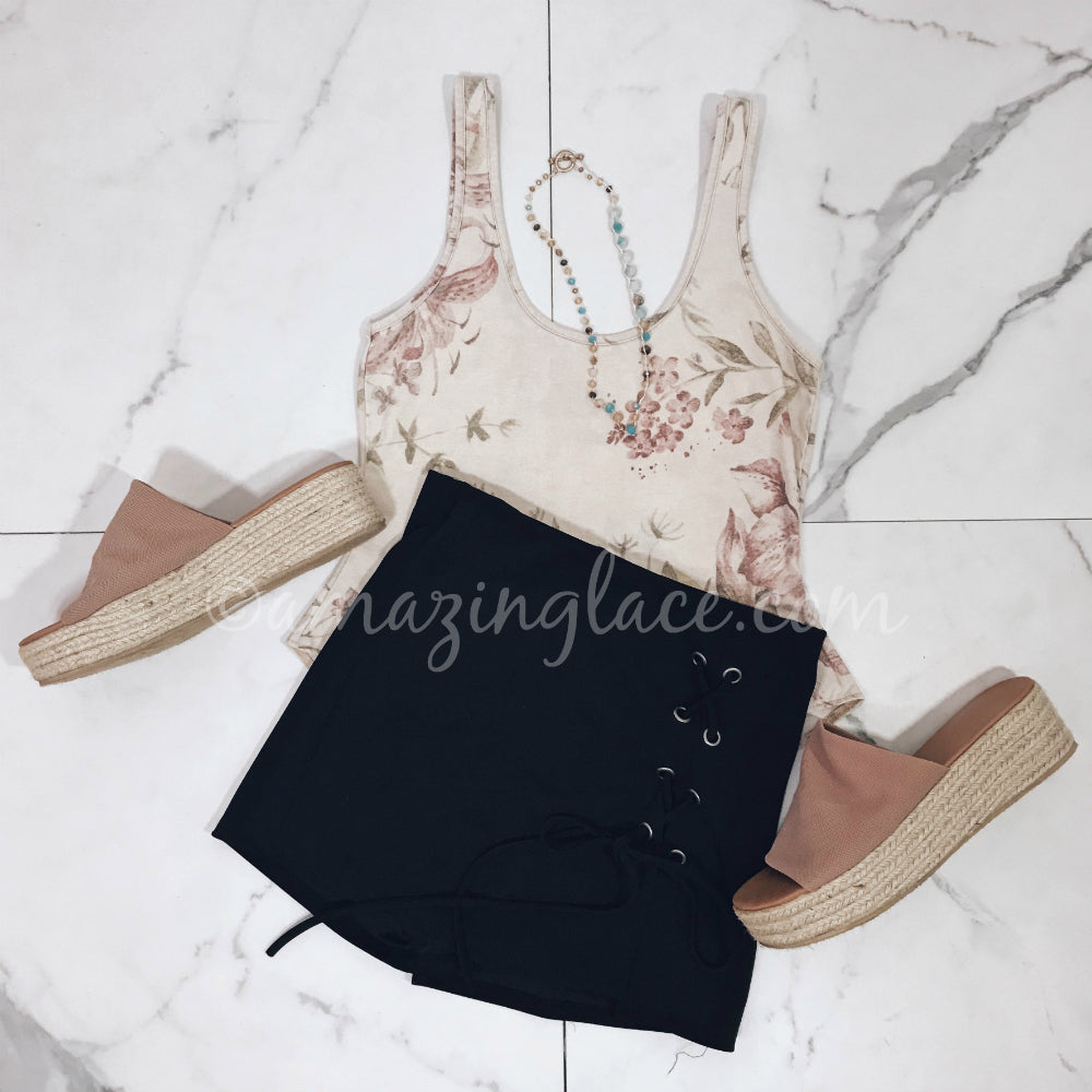 CHASER BODYSUIT AND BLACK SKORT OUTFIT