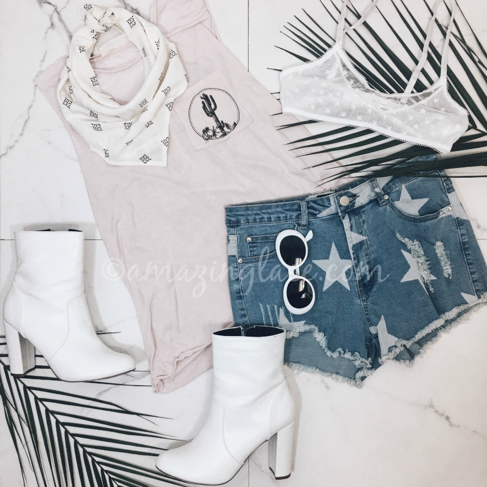 CACTUS TANK TOP AND STAR SHORTS OUTFIT