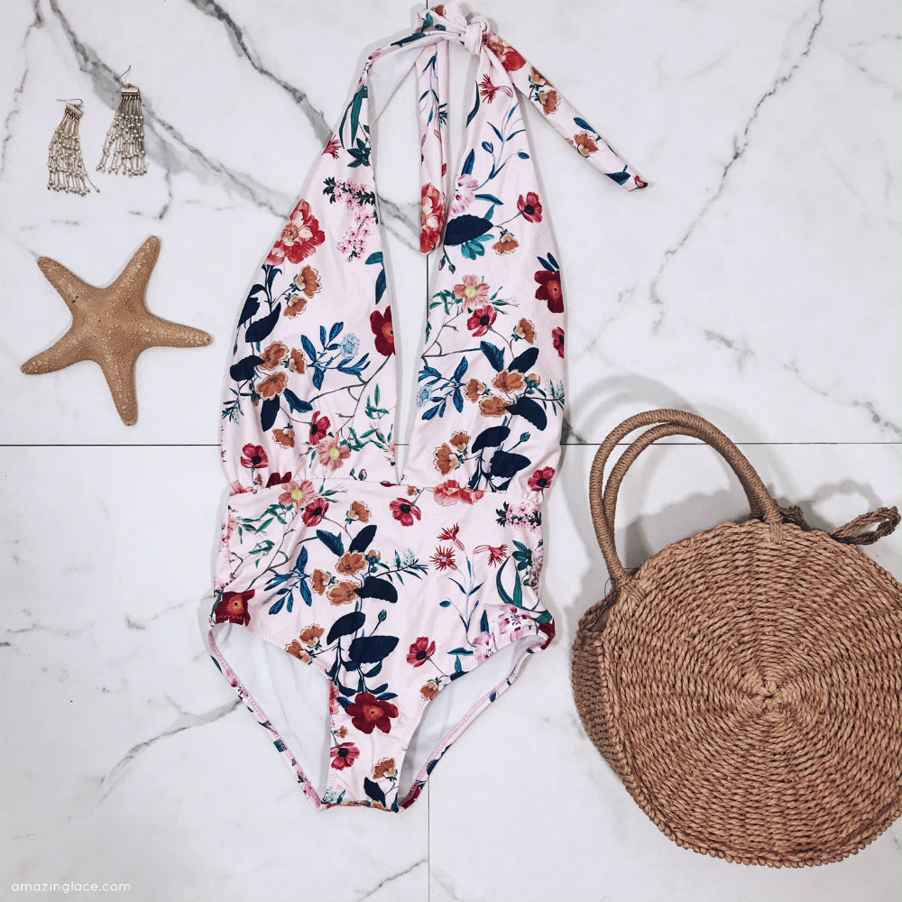 FLORAL ONE PIECE SWIMSUIT OUTFIT