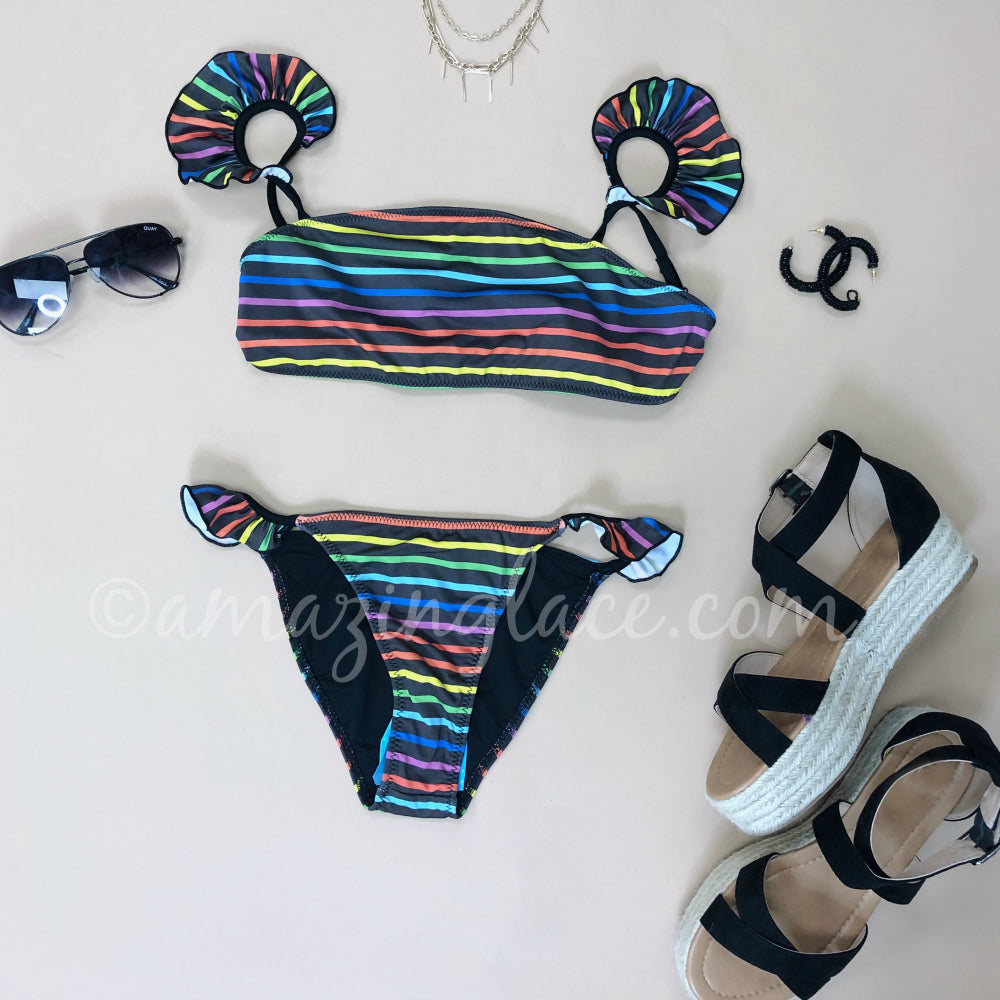 CHASER RAINBOW BIKINI AND ESPADRILLES OUTFIT