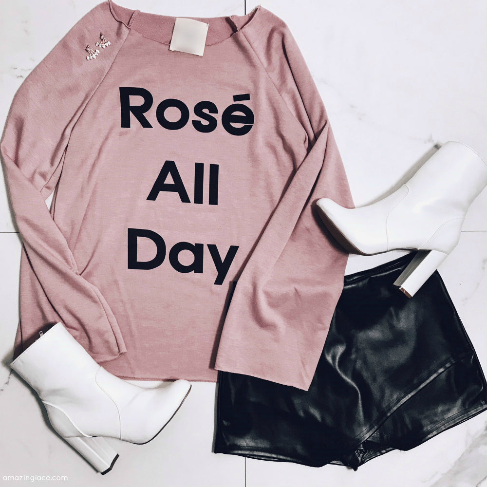 ROSE' ALL DAY TOP WITH BLACK SKORT OUTFIT