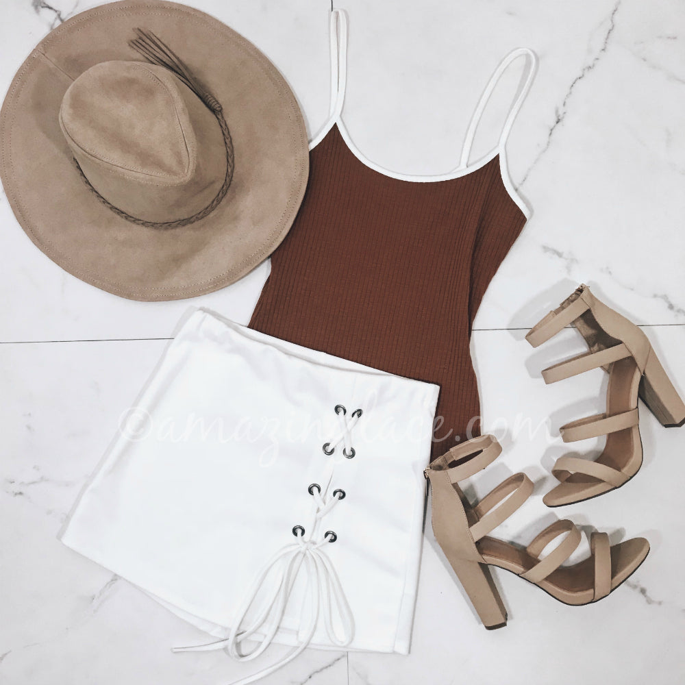MOCHA TANK TOP AND SKORT OUTFIT