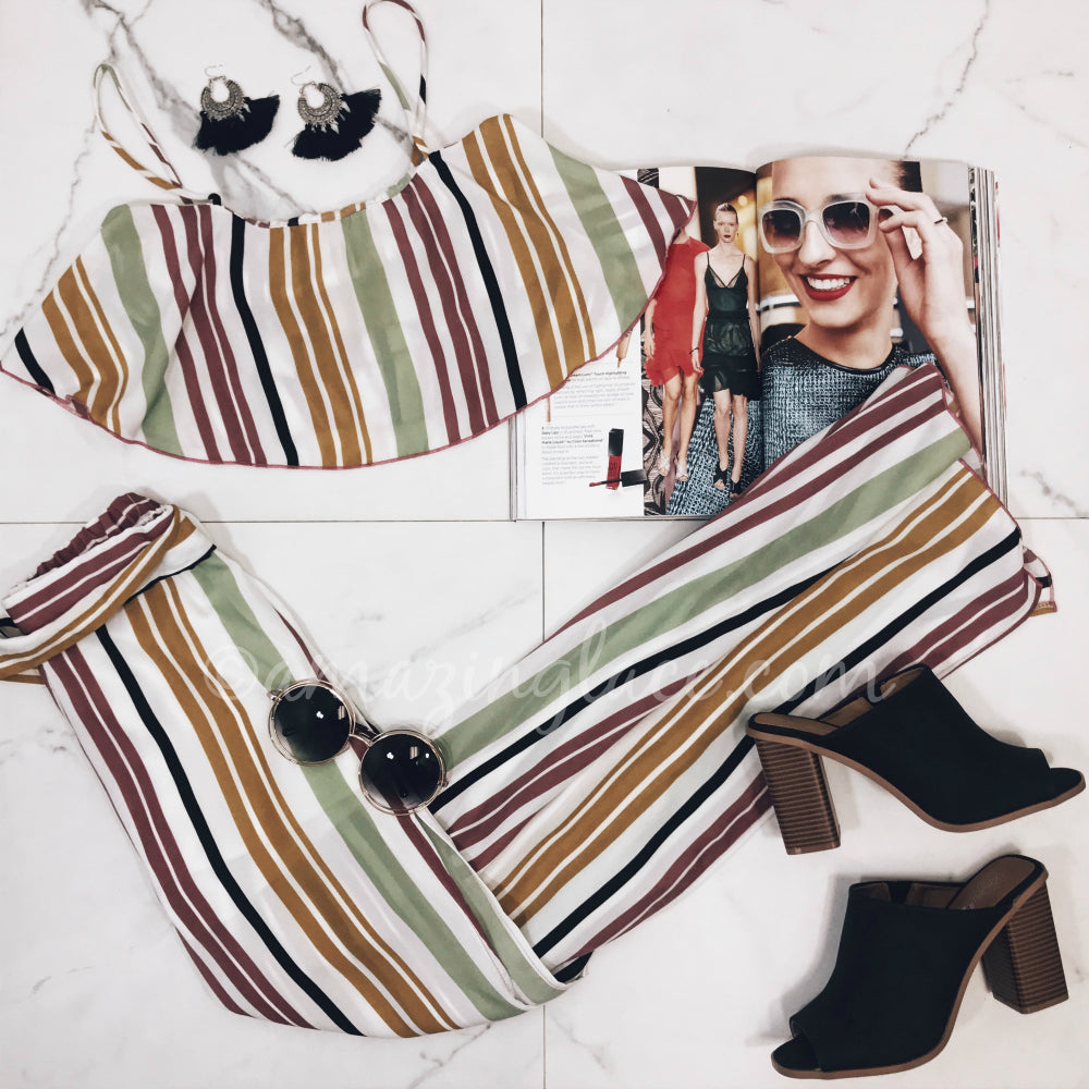 STRIPED SET AND MULES OUTFIT