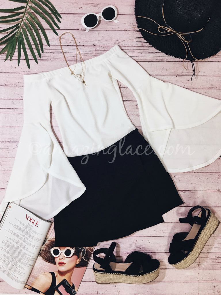 BELL SLEEVE BODYSUIT AND SKORT OUTFIT