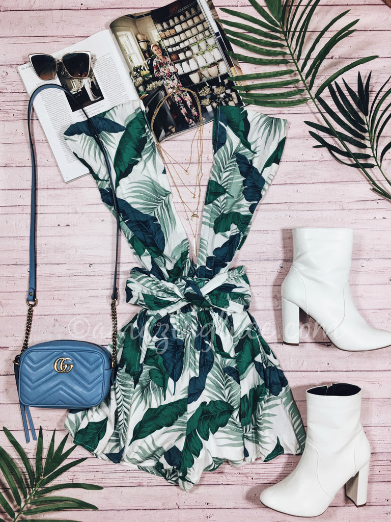 TROPICAL PRINT ROMPER AND BOOTS OUTFIT