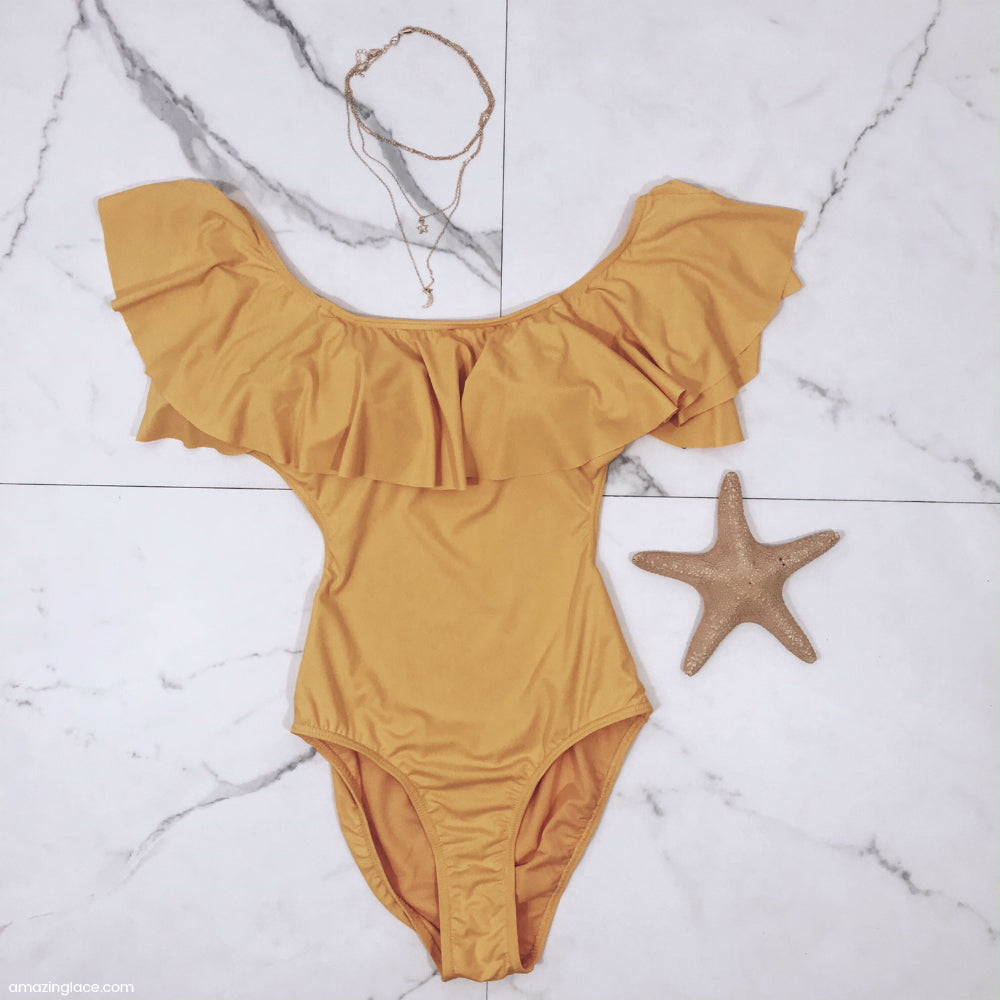 YELLOW ONE PIECE SWIM OUTFIT