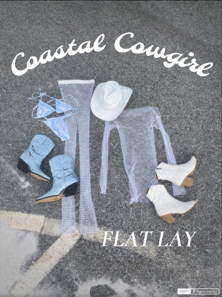 Coastal Cowgirl Flatlay Beach 2023