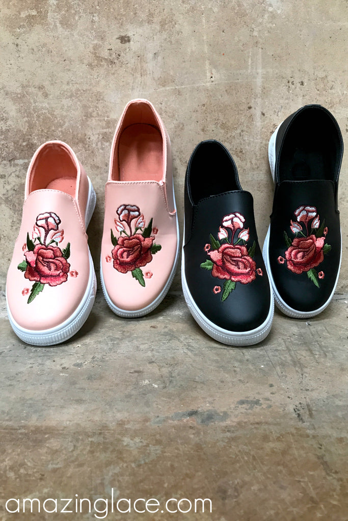 Rose Applique Sneakers