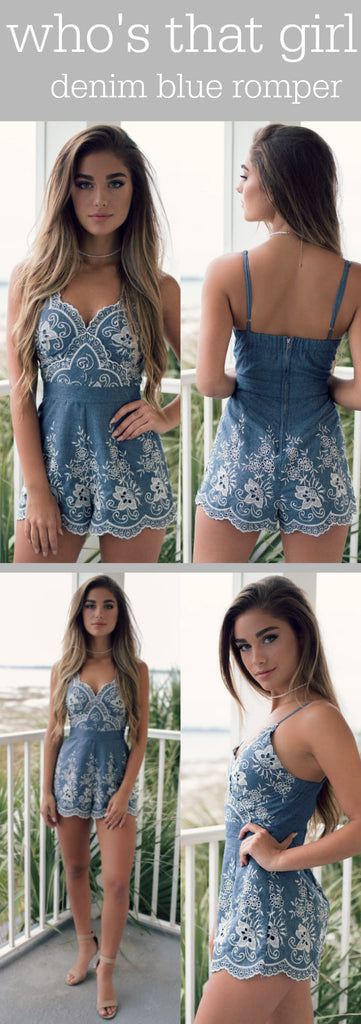 Who's That Girl Denim Romper Is A Must Have