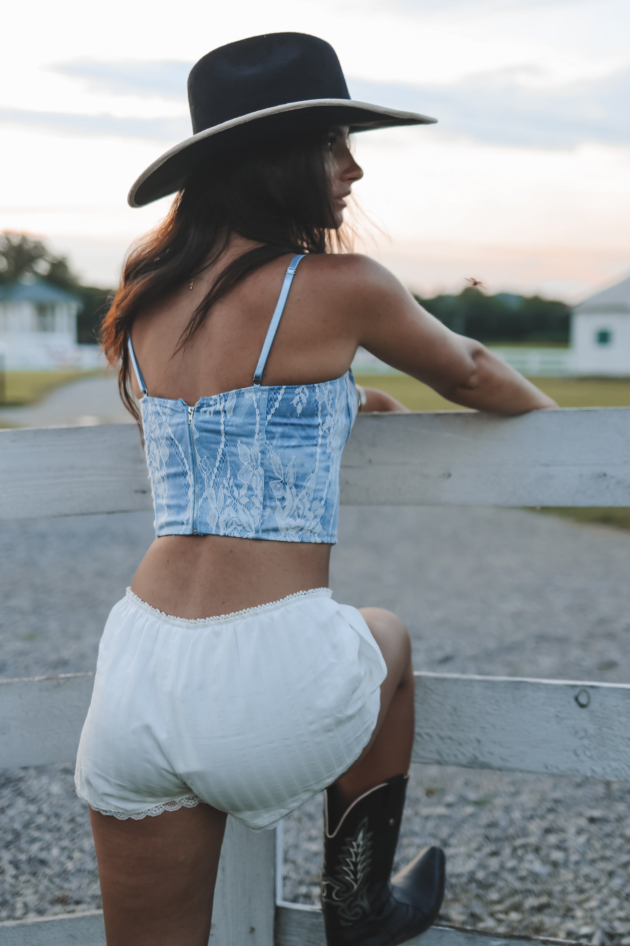 Denim With A Touch Of Lace Corset Top – Amazing Lace