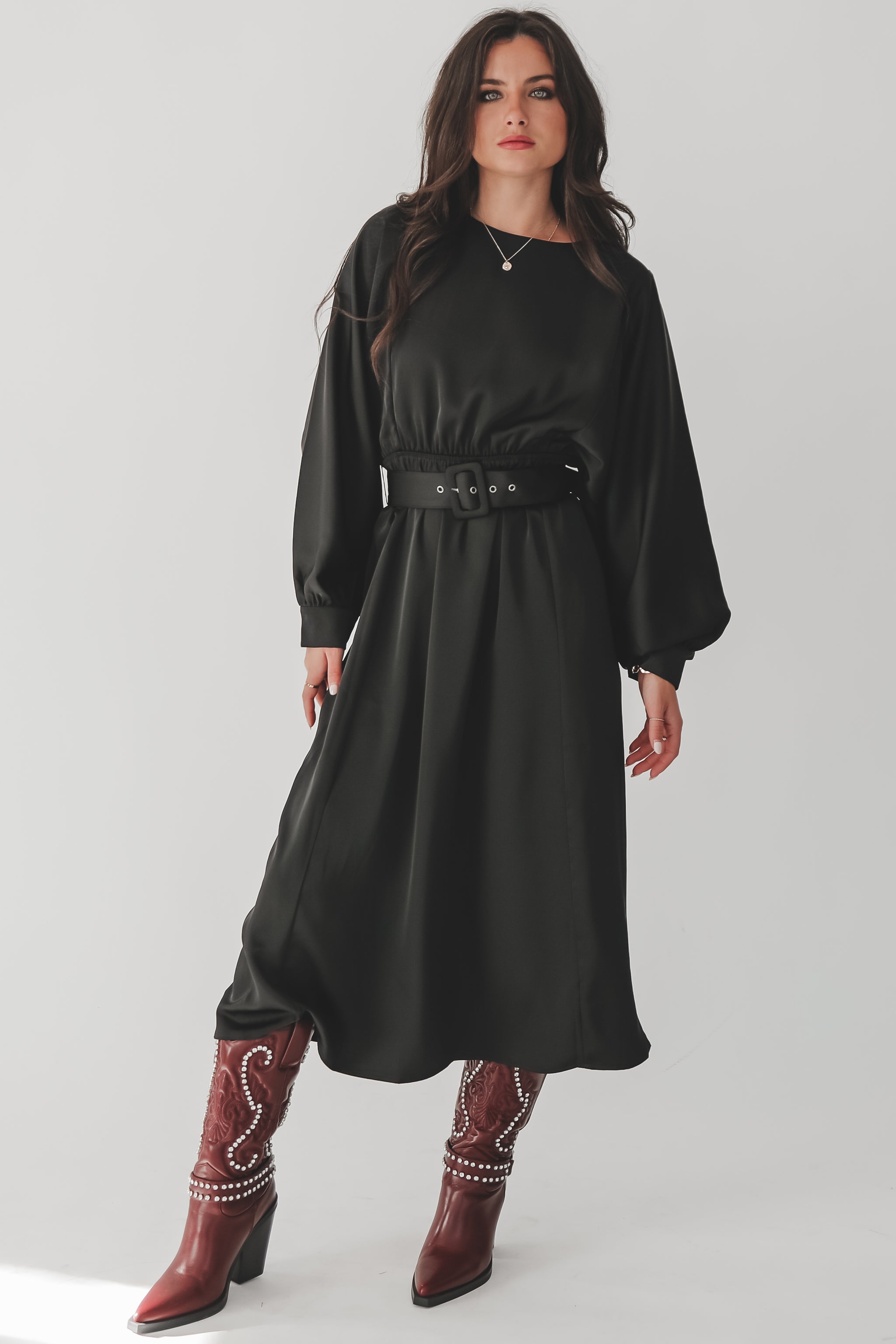 sadie's dresses long sleeve DEAL Sadie & Sage Mood Boost Black Long Sleeve Midi Dress