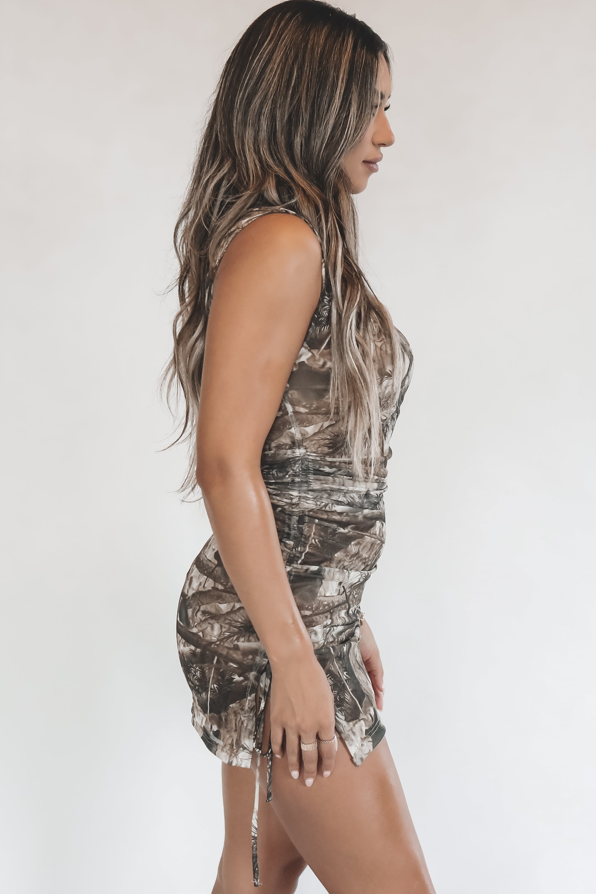 mesh camo dress Huntin’ For A Dime Camo Off The Shoulder Mesh Dress M