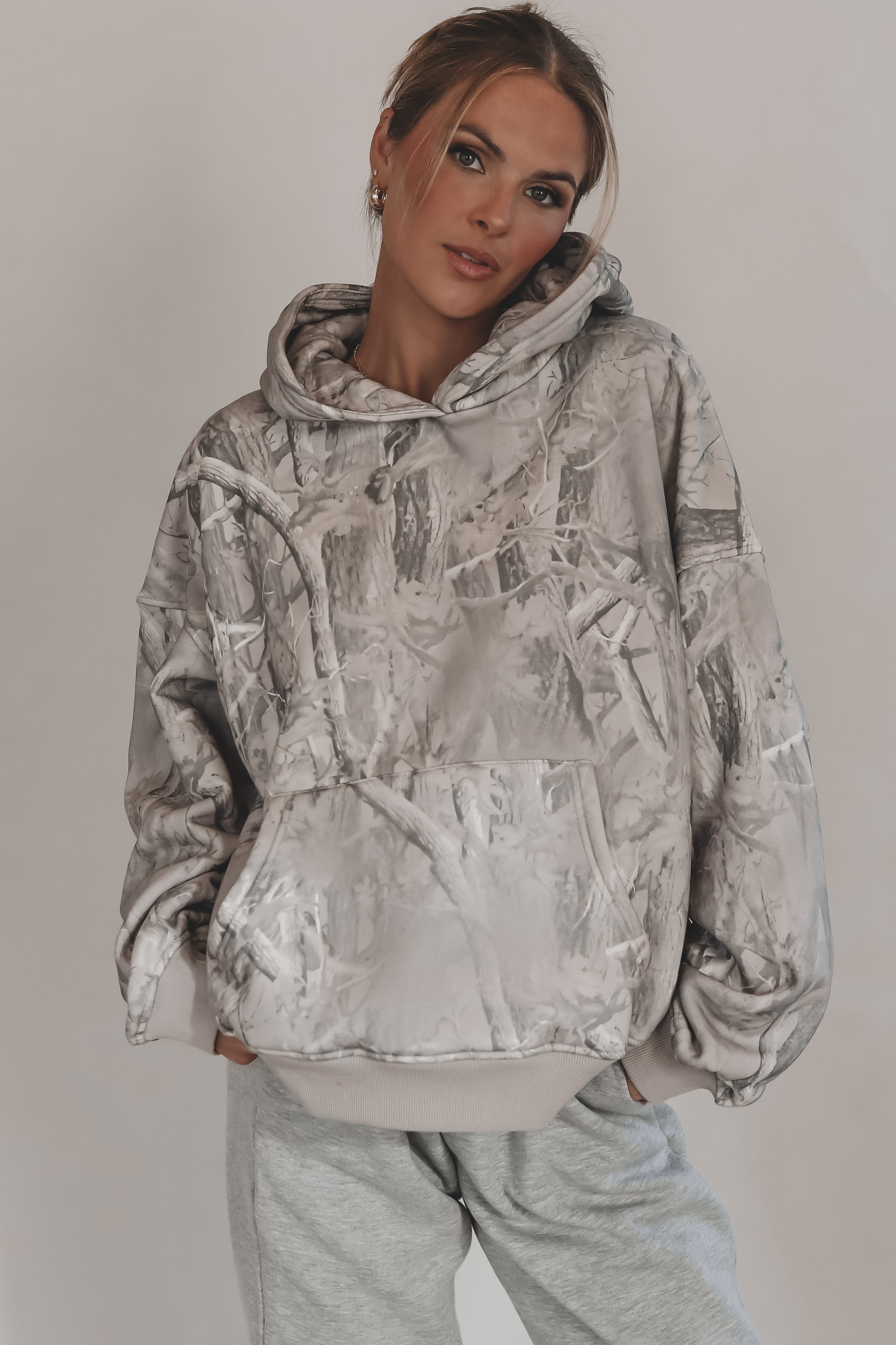 Laying Low Gray Washed Camo Hoodie Sweatshirt – Amazing Lace