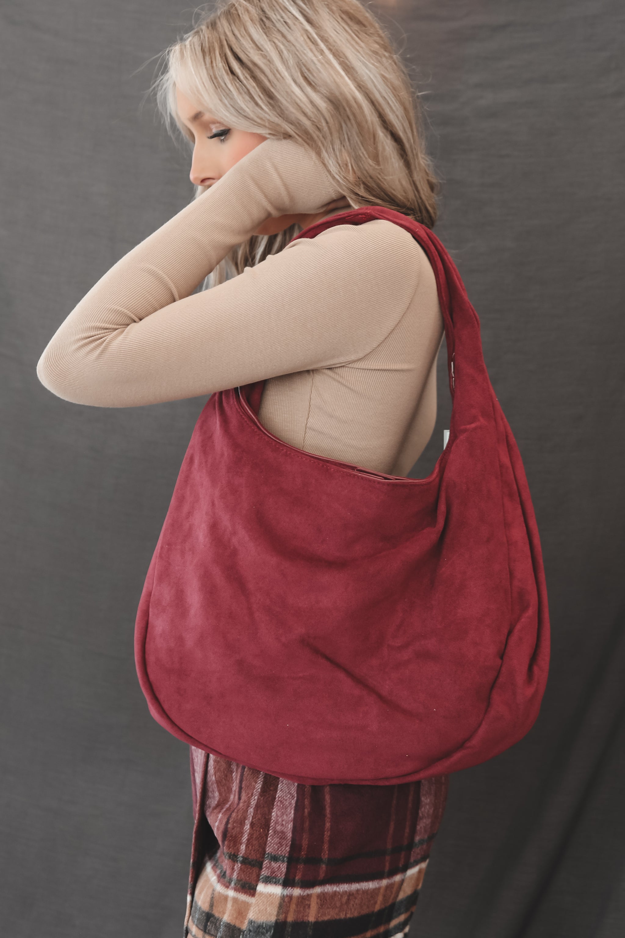 Faux suede hobo bag best sale