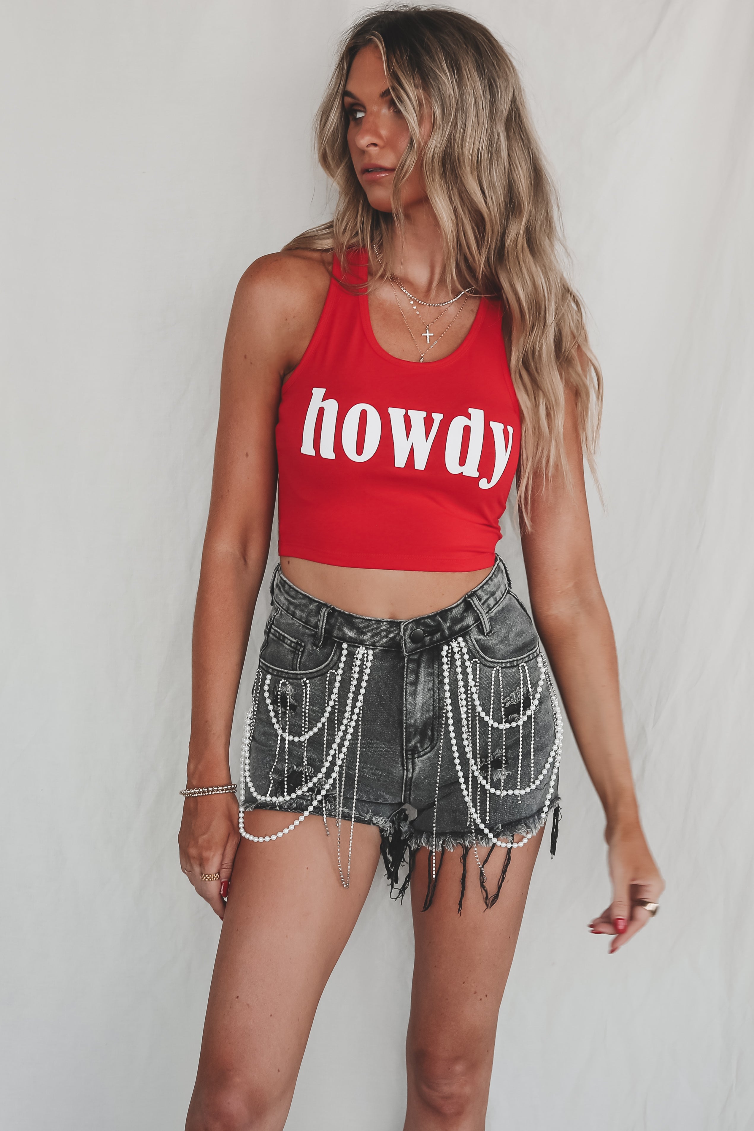 Howdy Fitted Cropped Rodeo Tank Top – Amazing Lace