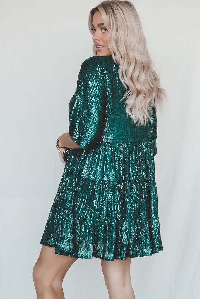 My Queen Sequin Green Babydoll Dress My Queen Sequin Green Babydoll Dress