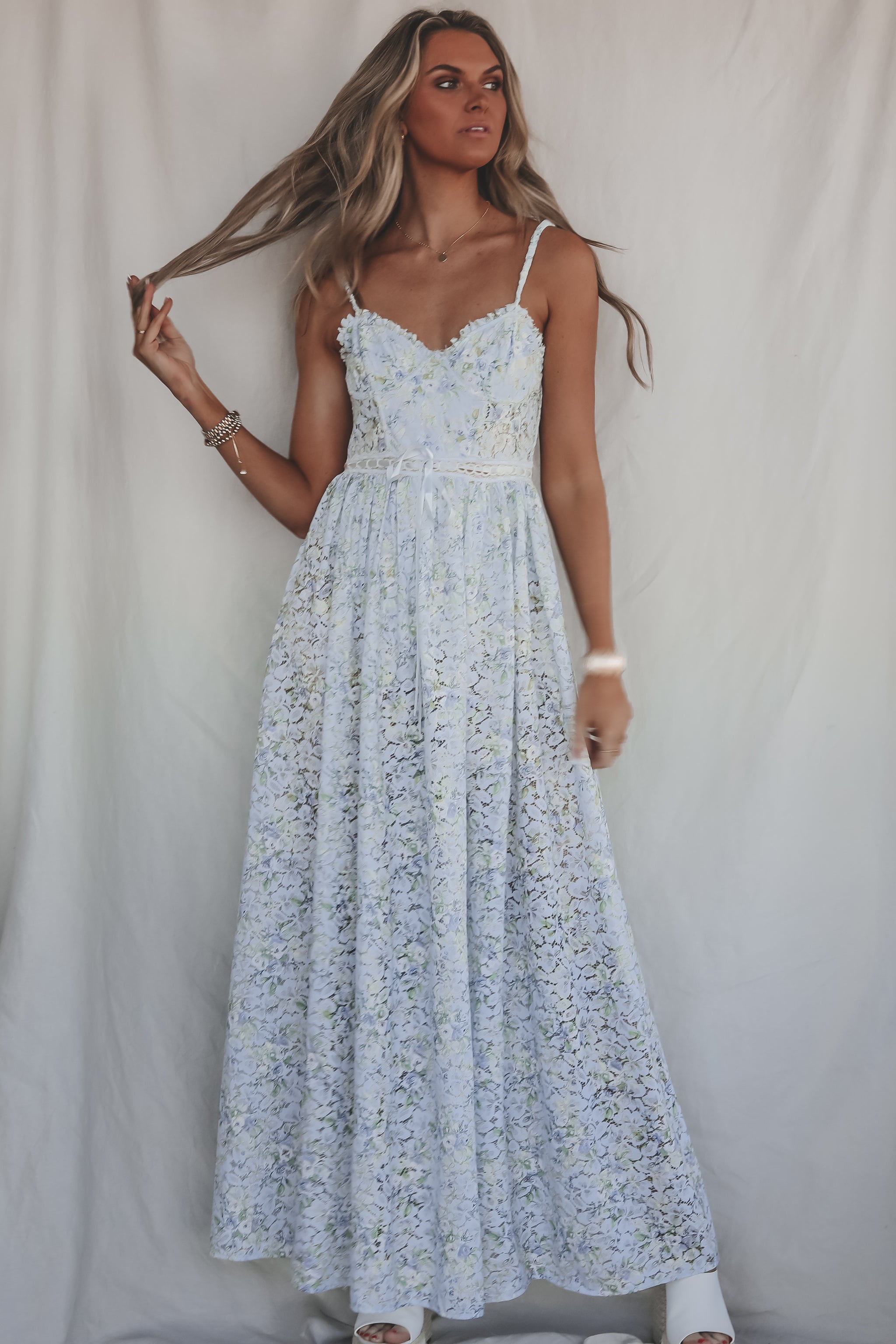 andmary Cecily check long dress
