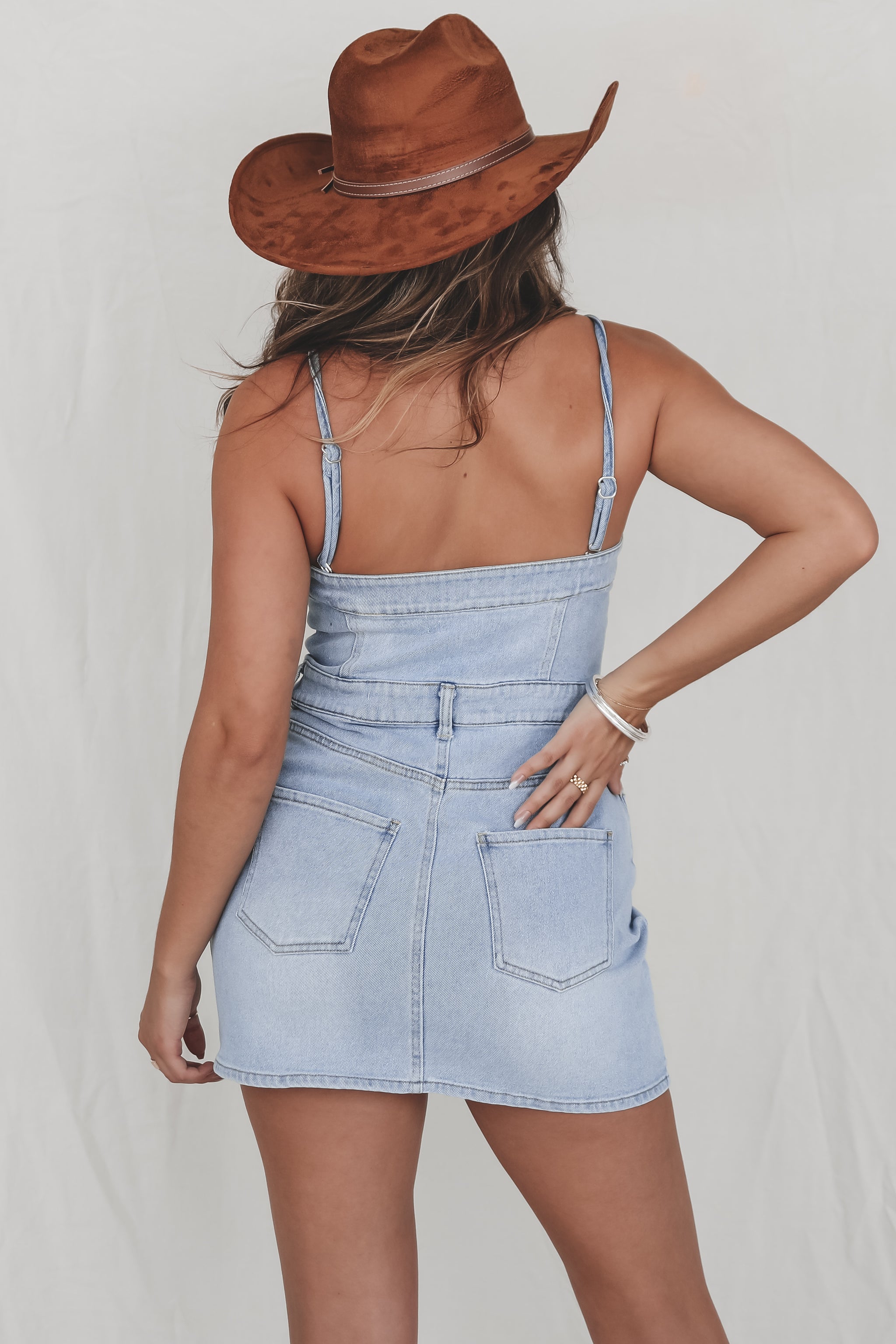 トップス andmary Bonnie denim mini dress ANDMARY】Bonnie denim mini dress