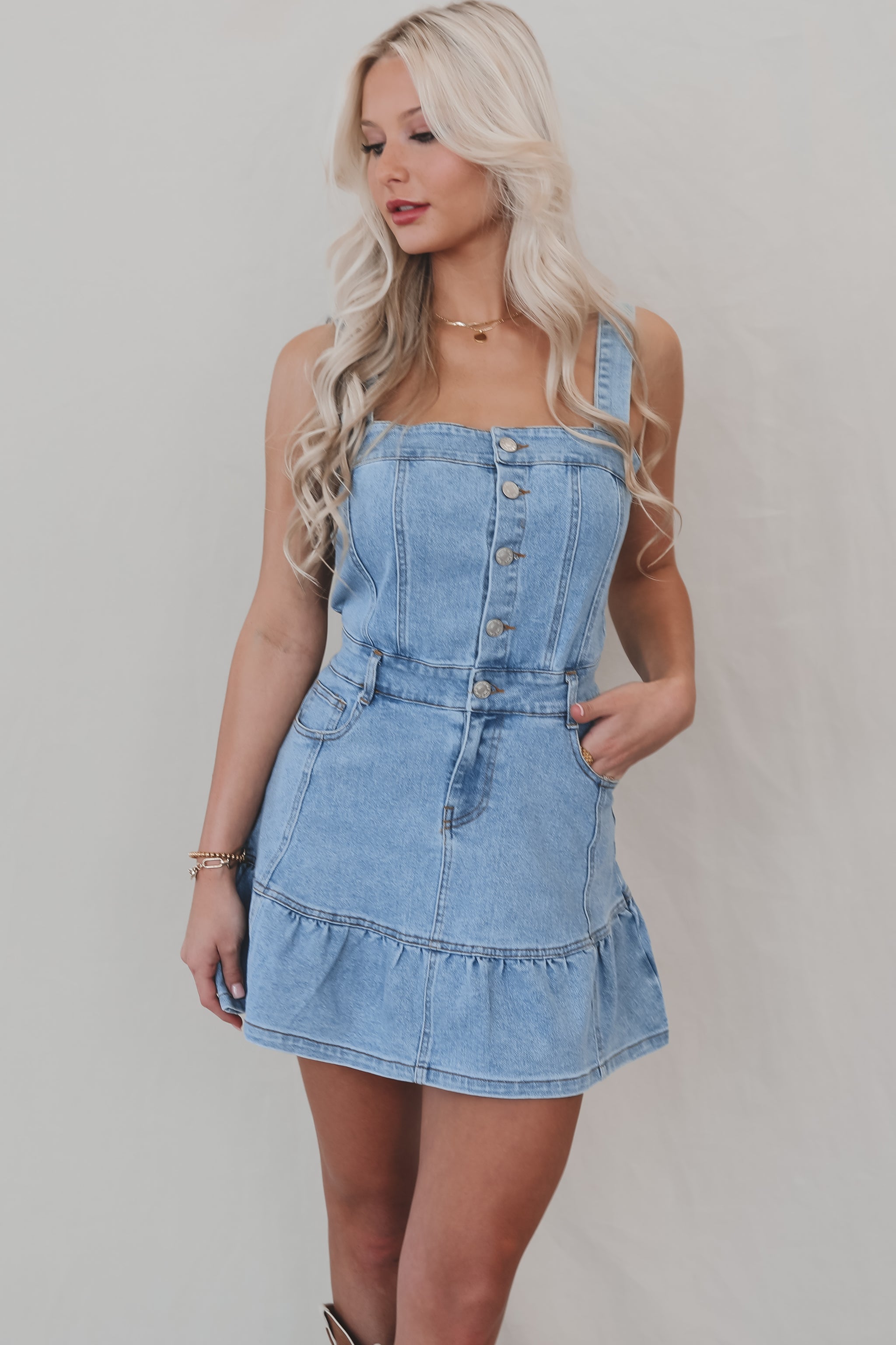 Who You Calling Darling Denim Mini Dress – Amazing Lace