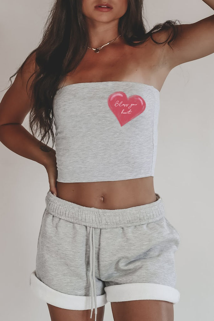 Bless Your Heart Double Lined Gray Tube Top 