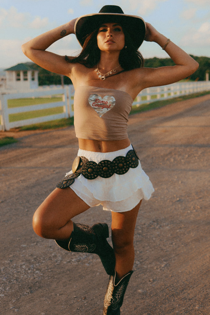 Double lined Camo Cowgirl tube top