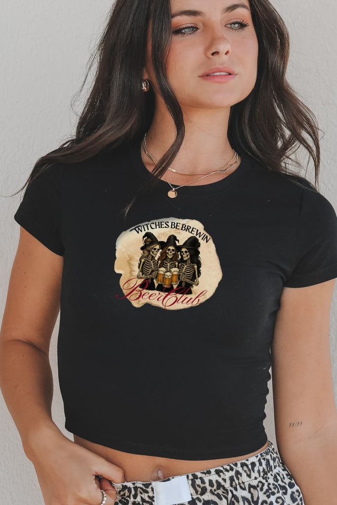 Witches Be Brewin Beer Club best friend Halloween graphic baby tee 