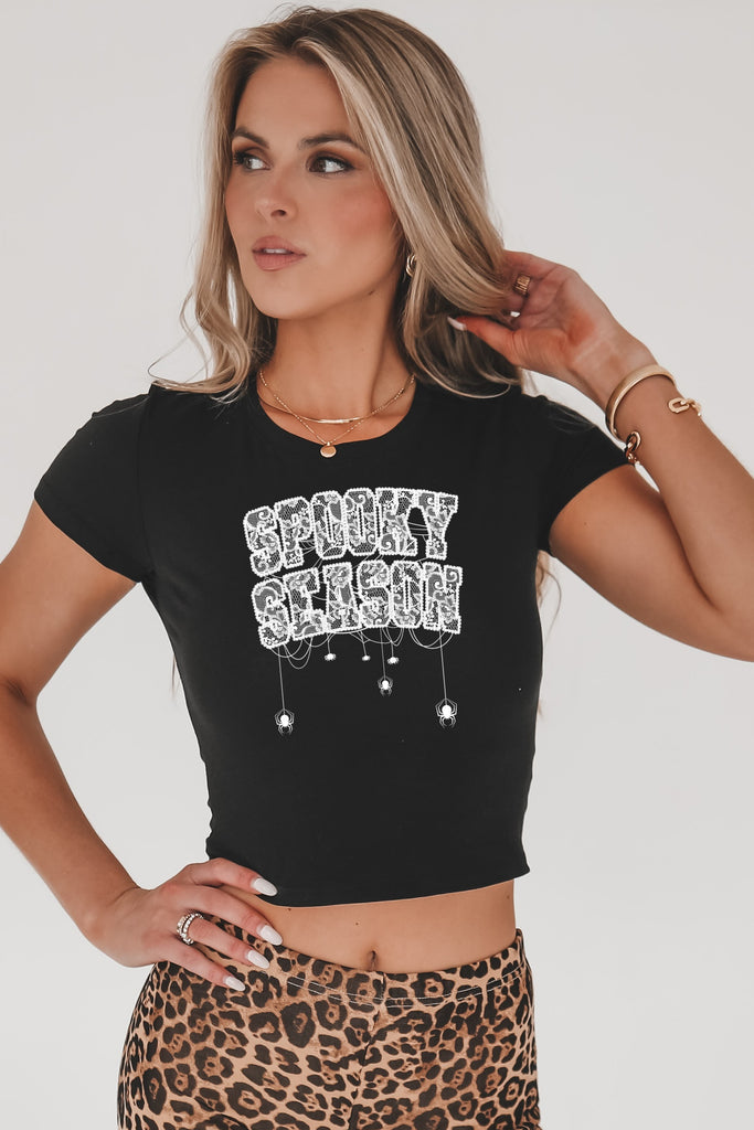 Spooky season Halloween baby tee graphic shirt 