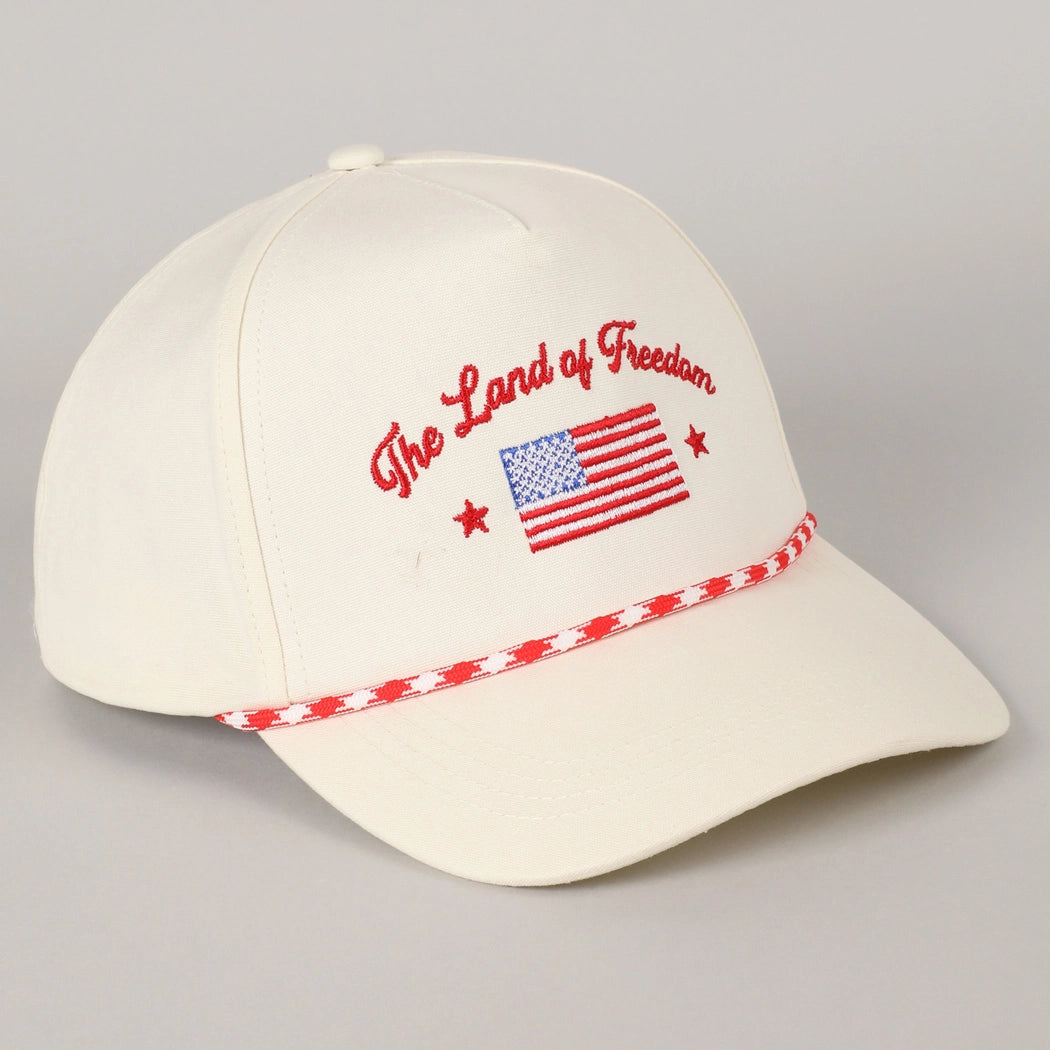 NEW RISEN women\'s land of the freedom home of the brave hat in white The Land Of Freedom American Flag Trucker Hat – Amazing Lace main image 4