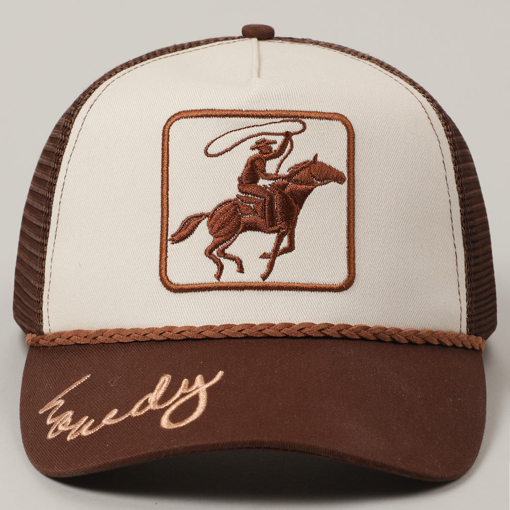 Brown Howdy Cowboy trucker hat 