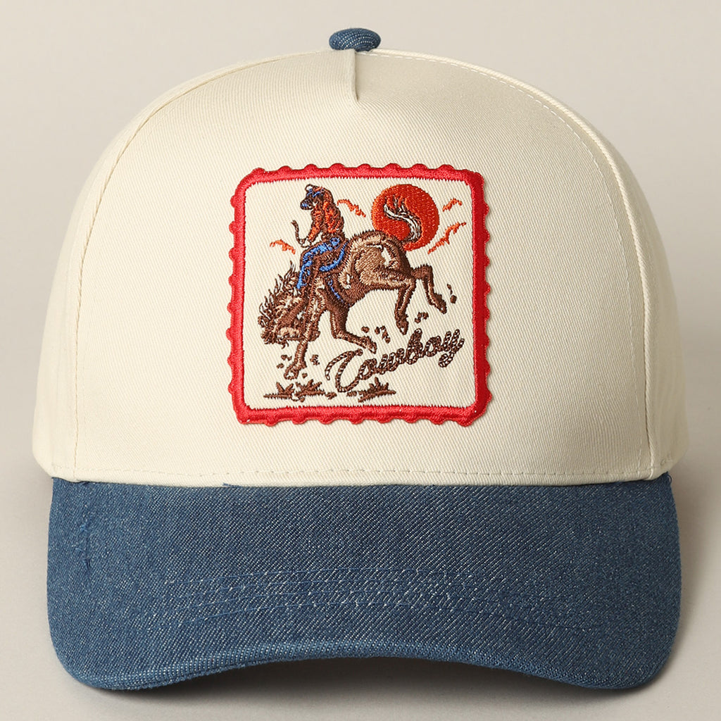 Cowboy denim trucker hat