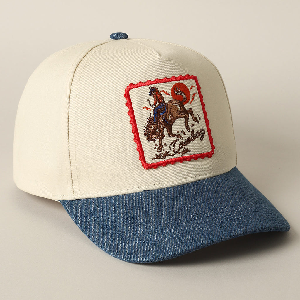 Denim rodeo cowboy trucker hat 