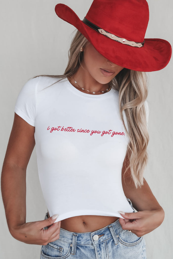 I got better since you got gone country music baby tee