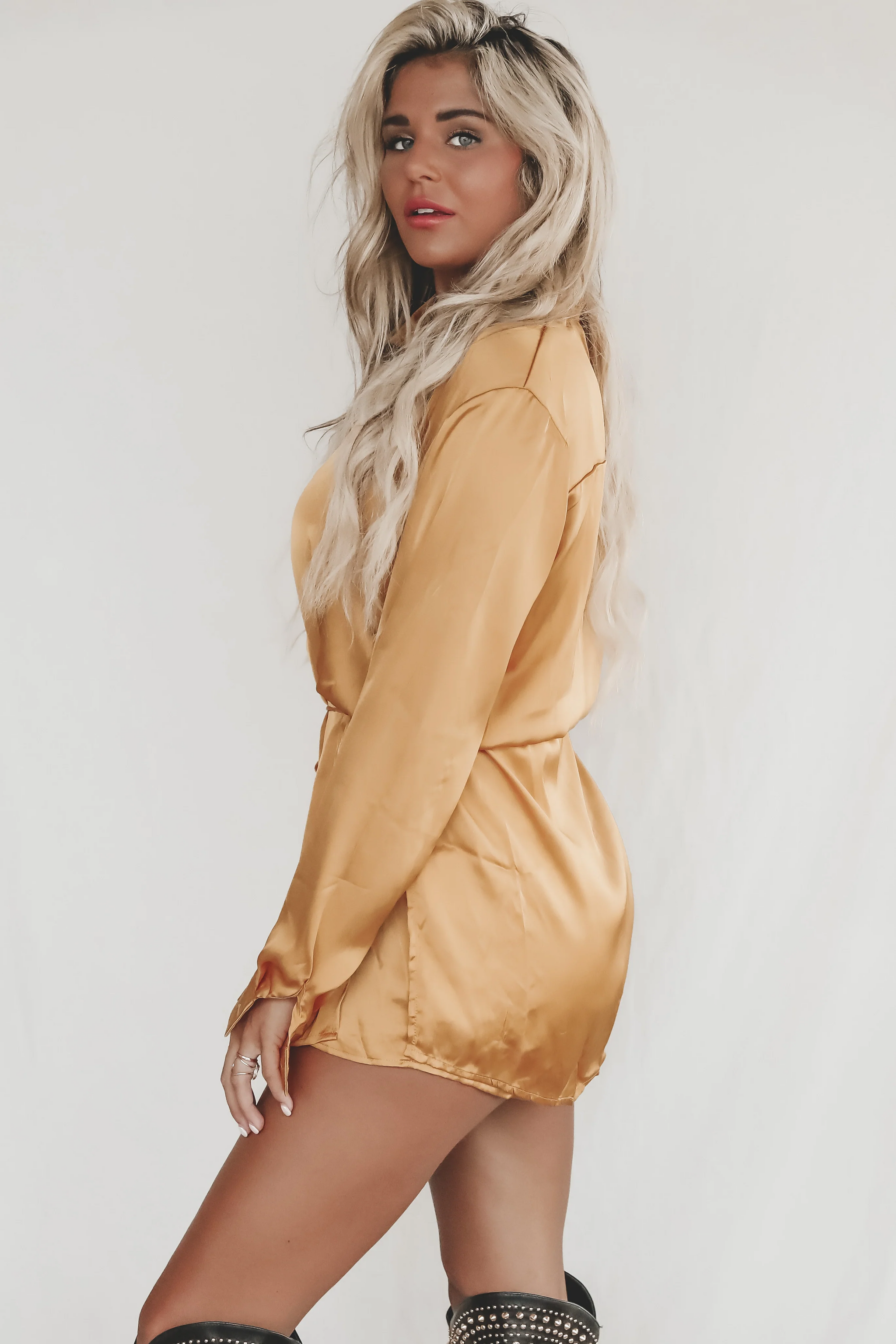 satin button up romper dress Giving Beverly Hills Satin Button Up Romper Dress Amazing Lace
