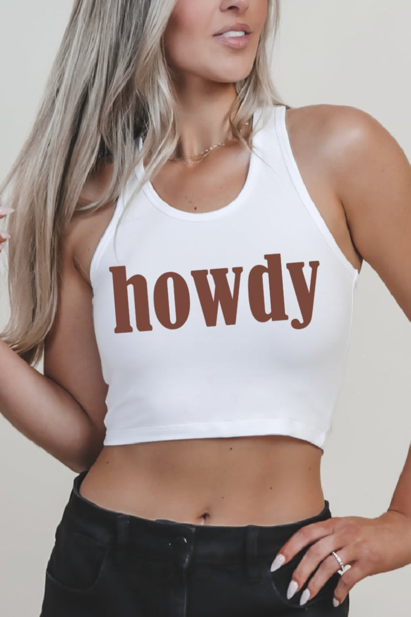 Howdy Fitted Cropped Rodeo Tank Top – Amazing Lace