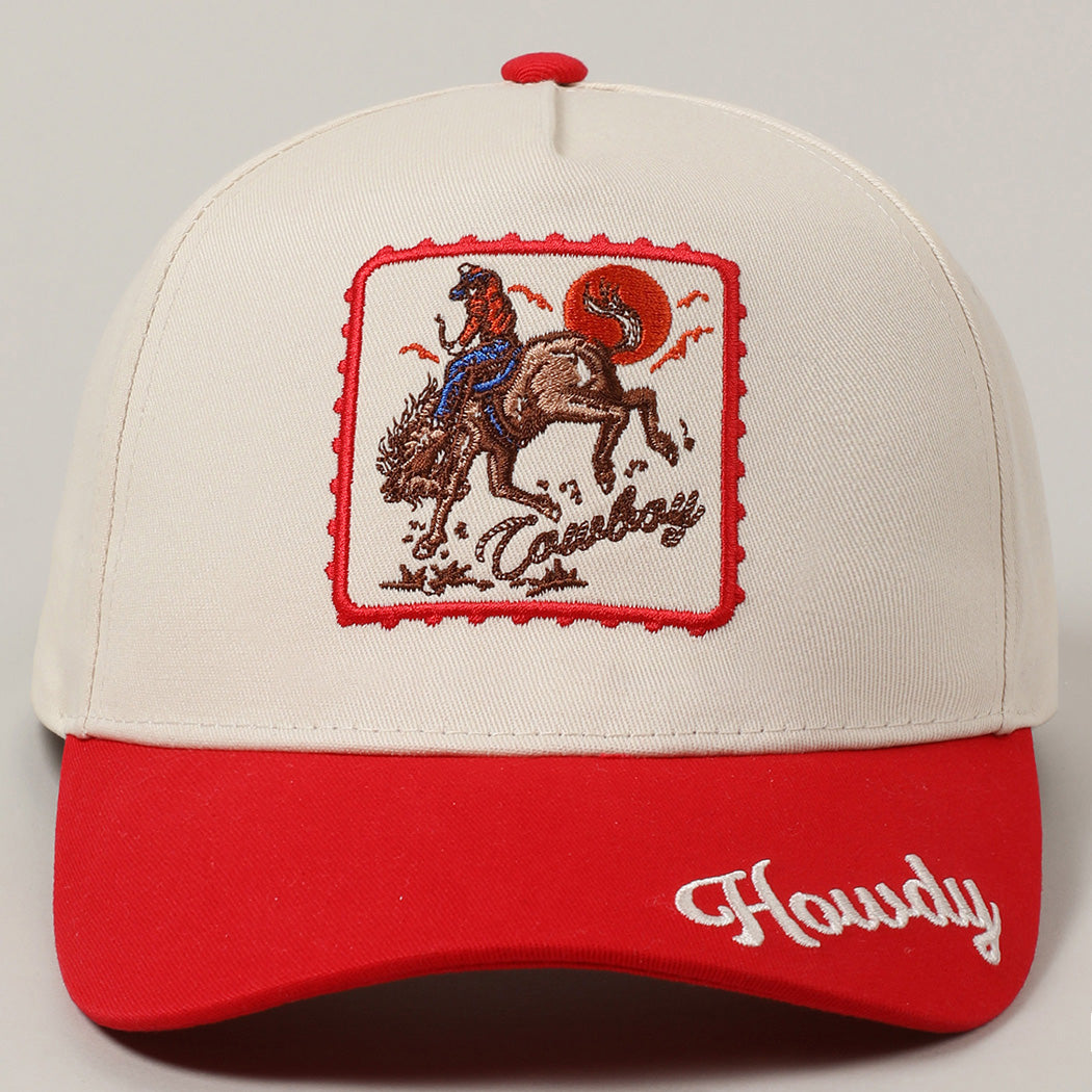 Howdy Cowboy Embroidered Red Trucker Hat – Amazing Lace