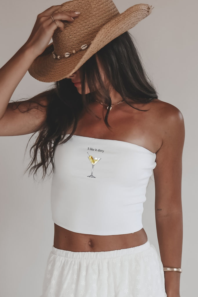 I like it dirty martini strapless tube top 